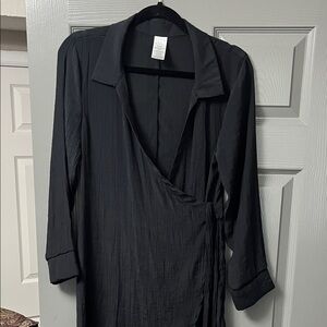 Time and Tru Black Wrap Swim Coverup